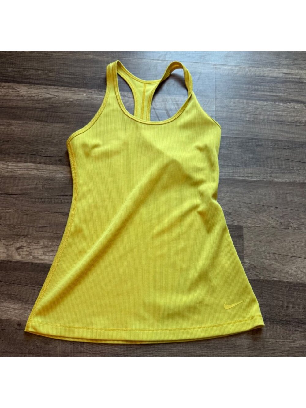 Nike Yellow Dri-Fit Racerback Tank Top Semi Fit Womens Size S